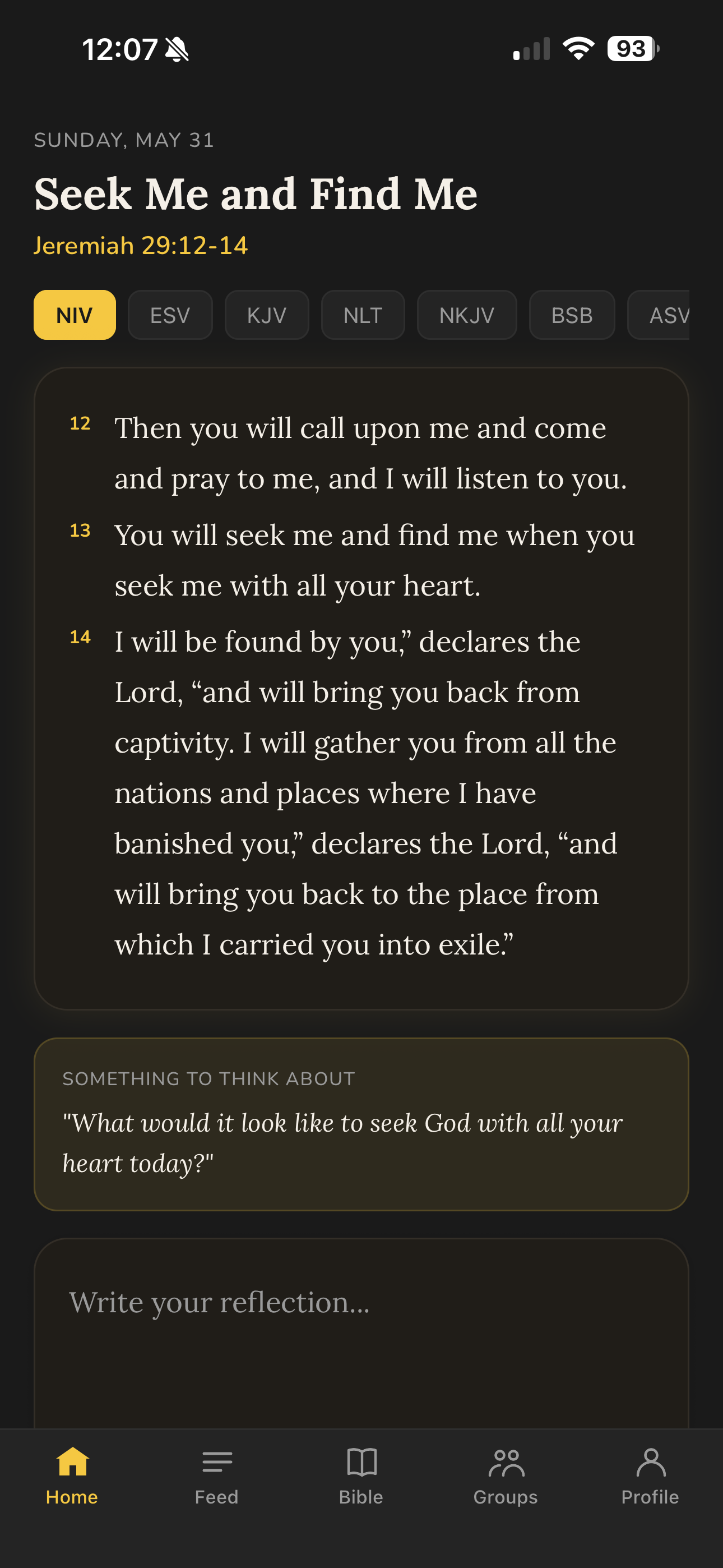 Daily devotional screen